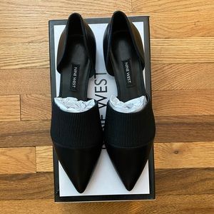 Nine West Black Leather D’Orsay Flats.